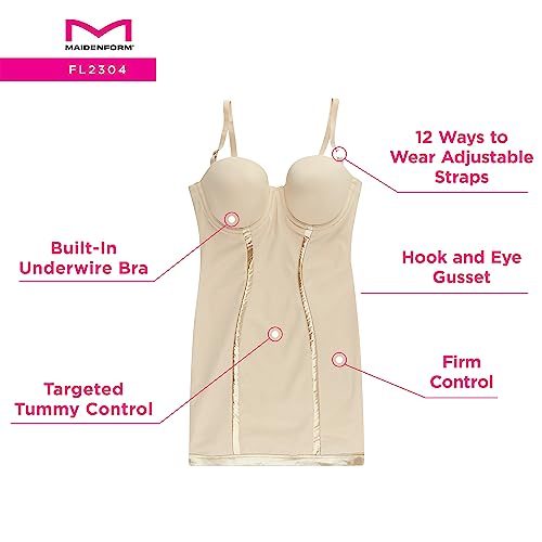 Maidenform Womens Convertible With Built-In Bra & Anti-Static Fl2304 Shapewear Full Slips, Latte Lift, 34C Us #TOP2