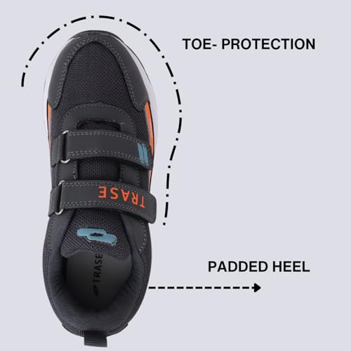 Image of TRASE Sports Shoes for Kids | Running Shoes for Boys & Girls with Hook & Loop | Anti-Skid Comfortable Lightweight Footwear with Breathable Fabric