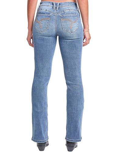 YMI Women's Wannabettabutt Mid Rise Bootcut Jeans3