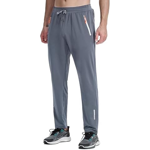 Men's Elastic Joggers Lightweight Running Sweatpants with Zipper Pockets Athletic Pants for Workout Golf Travel Casual Light Gray 2XL Cover