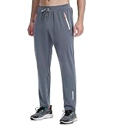 Men's Elastic Joggers Lightweight Running Sweatpants with Zipper Pockets Athletic Pants for Worko...