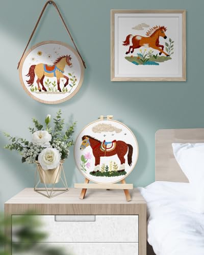 Image of TINDTOP Embroidery Kit for Adult, 3 Pack Embroidery DIY Starter Kit | with Stamped Patterns, Hoop, Tools, Colorful Threads with Needles, Instructions