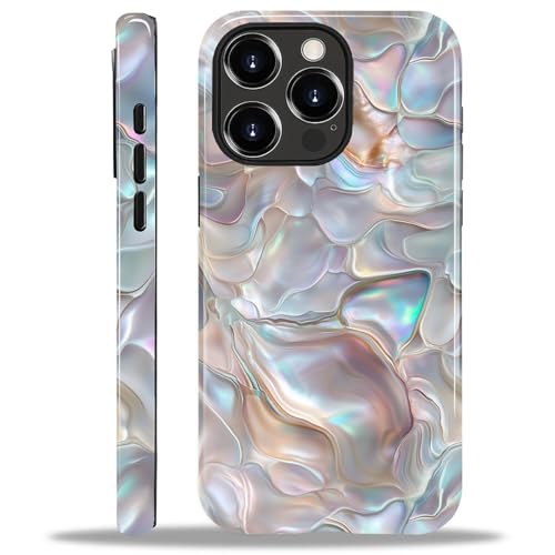 ANLUN STORE Case for iPhone 13 Pro Max, Hybrid Dual Protection Soft TPU + Hard PC Shockproof Cover Anti-Scratch & Slim Protective for Men Women Case Pearl White Gold Abalone Shell Design