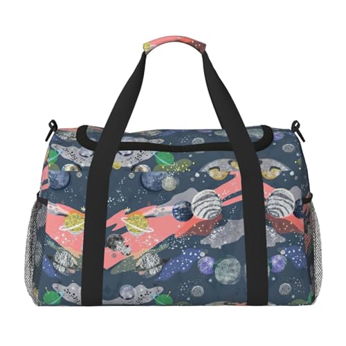 Sacs de week-end imprimé planète noir sac de voyage pour femme
