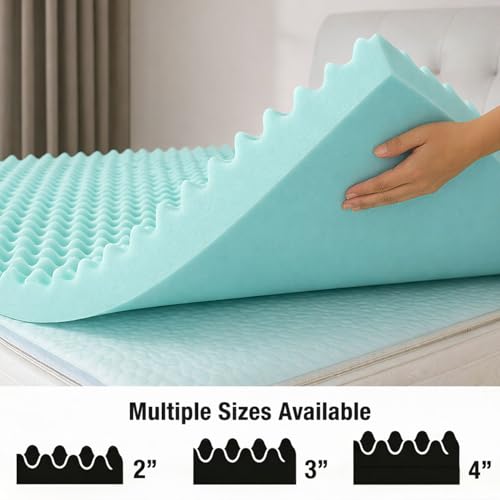 Image of DMI 2-Inch Foam Mattress Topper, Egg Crate Foam Pad for Support, Air Circulation, Pressure Relief & Weight Distribution, Twin Size 33 x 72, Blue