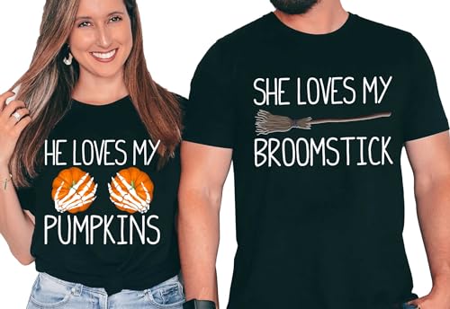 Funny Halloween Couple Shirts, Funny Couples Halloween T-Shirts, Matching Halloween Party T-shirt, His and Hers Halloween Shirts, Matching Halloween Shirt, He Loves my Pumpkins