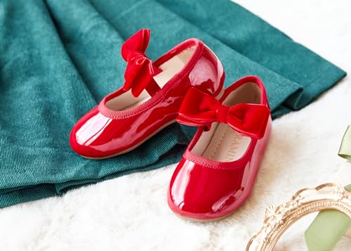 Image of PHIRAMIN Toddler Flower Girl Dress Shoes - Little Girl Mary Janes Flats Wedding