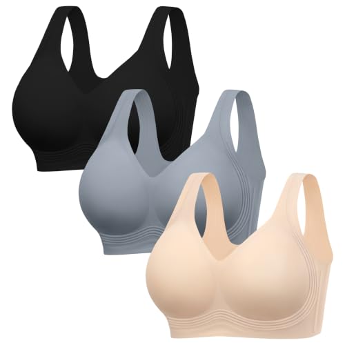 Image of HBselect Jelly Bras for Women Plus Size Pullover Wireless Full Coverage Bra | No Underwire, Push Up, Lift, Minimizer Bras, Wide Straps, Seamless T-shirt Everyday Bralette, For Older Women, Large Breast