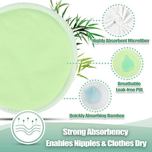 Image of wegreeco Nursing Breast Pads (14 Pack)+Laundry Bag & Travel Storage Bag, 2 Sizes: 3.9 /4.7inch - Washable & Reusable Breastfeeding Nursing Pads (Passion, Large, Daytime Use)