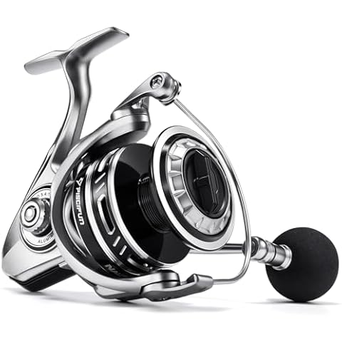 Piscifun NautiX Spinning Reel, Aluminum Spinning Fishing Reel, CNC Aluminum Gear, 33LBs Max Drag, 8+1 Sealed BB, 5.4:1 Gear Ratio, Smooth Powerful Freshwater Saltwater Spinning Reel, 6000 Series Cover