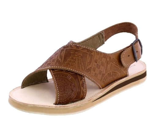 Cowboy Professional Mens 005 Light Brown All Real Leather Mexican Buckle Huaraches Open Toe