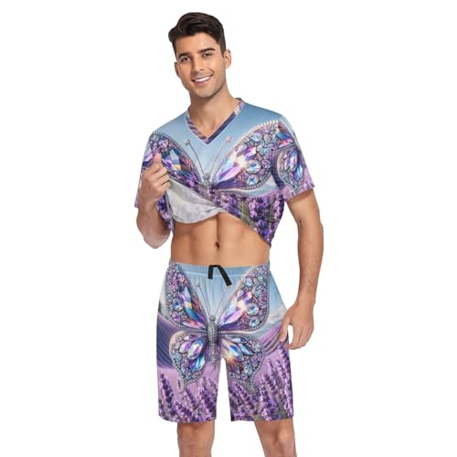 Men's Summer Pajama Set Sleepwear Top and Pajamas Shorts Soft Lounge Set, S-XXL3