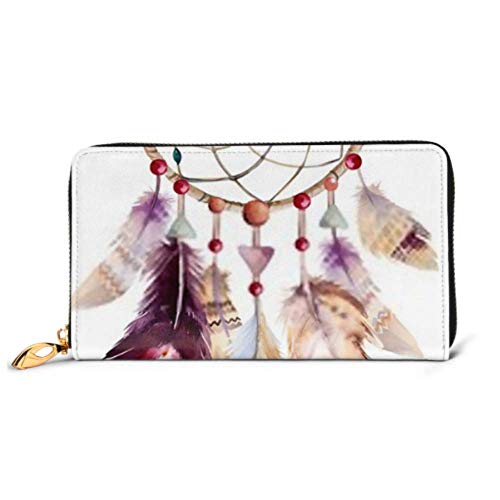 Preisvergleich Produktbild JHGFG Mode Handtasche Reißverschluss Brieftasche Aquarell Dreamcatcher Perlen Federn Illustration Ihr Telefon Kupplung Geldbörse Abendkupplung Blockieren Leder Brieftasche Mu