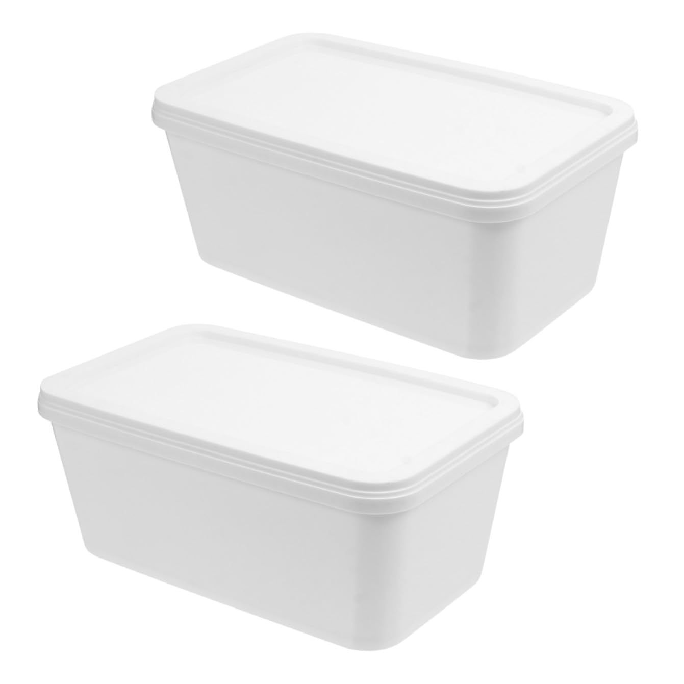 Ciieeo Contenitori Ermetici Chiusura Sicura 3 Litri per Gelato Set 2 Pezzi in Plastico Bianco Adatti per Congelatore per Conservazione Dessert e Uso Domestico
