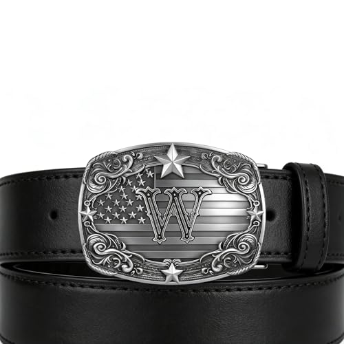 Image of Western Belt Buckle for Men Vintage Cowboy Rodeo Texas Initial Letter ABCDJMR to Z Belt Buckles