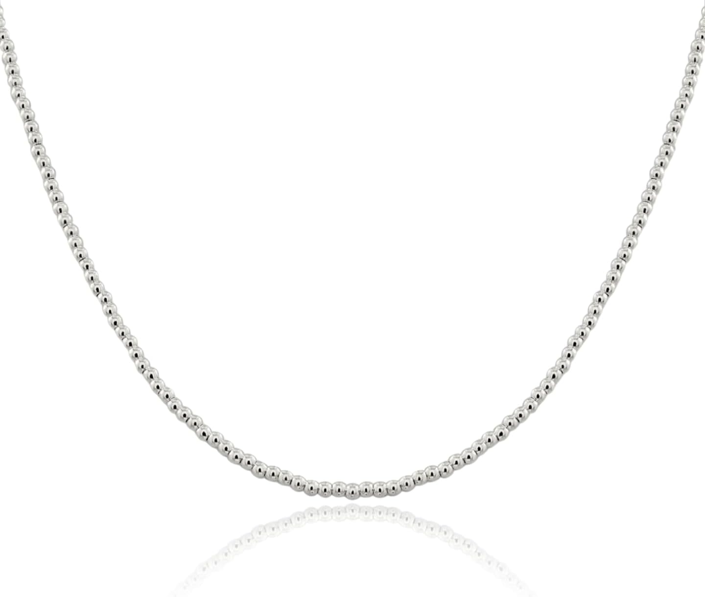 IceCarats 925 Sterling Silver 3mm Beaded Box Bead Chain Necklace Polished