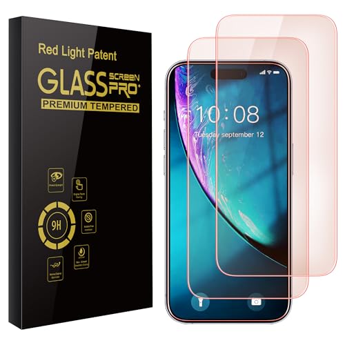 WASOCA 2 Pack Screen Protector for iPhone 17 [6.3 inch] with Installation Frame, New Red Light 9H Tempered Glass Screen Protector Upgraded Protection, Anti-Blue Light