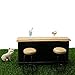 Dollhouse Furniture Metal Bar Table & Chair with Wood Top Pub Set 1:12 Scale Miniature Accessories Bar Counter Stool Mini Dining Coffee Table Model Layout Props Desktop Decor