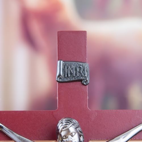 RZRHMUHN Cruz de parede crucifixo, cruz de madeira feita à mão com Jesus Cristo para decoração de ca