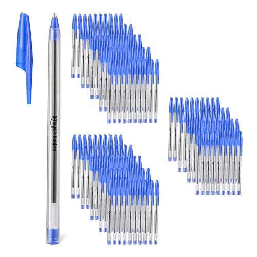 Image of Amazon Basics Ballpoint Pens, Medium Point 1.0mm, Blue Ink, 144-Pack
