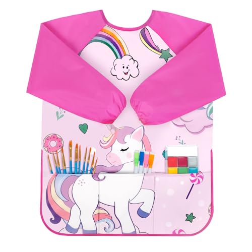 Bassion Kids Art Smock Toddlers Painting Aprons Toddler Smock