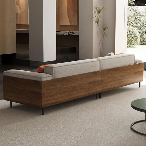 Modern 4-Seater Upholstered Fabric Sofa for Living Room –111.81 inch Comfortable Timecloud Couch with Wood Frame and Metal Legs, Easy Assembly, Ideal for Office, or Living Room, Gray - Image 4