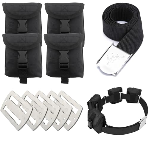 Scuba weight belt with 4 pockets, quick release buckle diving pocket weight belt with 5pcs weight