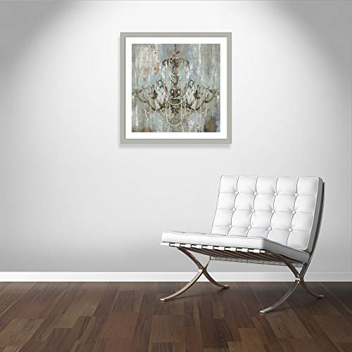 Casa Fine Arts Timeless Vintage Glam Shabby Chic Wall Art Archival Print, 31" X 31", Brushed Silver Frame #TOP4