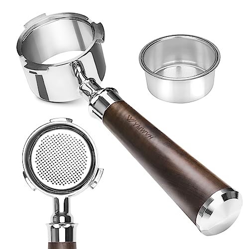Image of 51mm Bottomless Portafilter 3 Ears, YMWVH Professional Espresso Portafilter 51mm for De-longhi EC680, EC685 & EC885 Espresso Machine, Stainless Steel Basket and Blackwood Handle