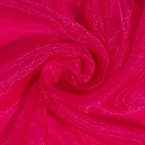 Fynite Sheer Organza Fabric | 10 Yards Long | 44" Wide | Bridal Solid Sheer Organza Bolt for Wedding Dress Fashion Craft Decorations - Hot Pink