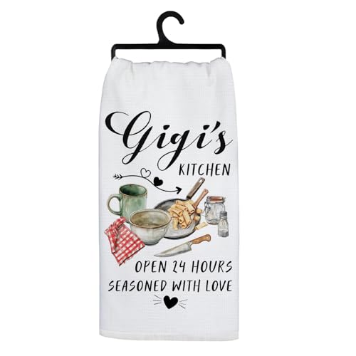 Koesus Gigi Gifts Kitchen Towels, Gigi Gifts for Grandma Hand Towels, Gigi Mother's Day Birthday Gifts Dish Tea Towels for Kitchen Decor, Grandma Gifts from Grandkids, 16x24 Inch