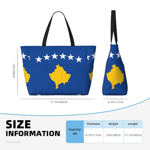 Flag Of Kosovo Print Each Travel Bag Large Capacity Tote Bags Foldable Pool Bag Zipper Handbags Vacation4