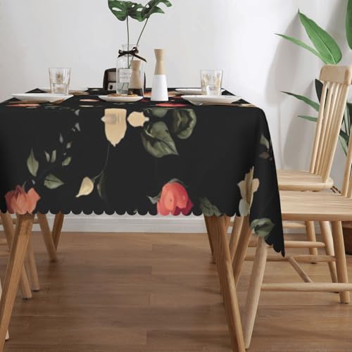 Nappe d'automne rectangulaire lavable imprimé floral pour table salle à manger - 4