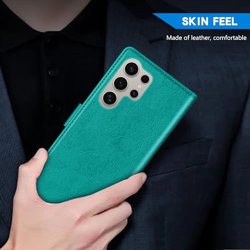 Image of ZZXX for Samsung Galaxy S25 Ultra Wallet Case with [RFID Blocking] Card Slot Kickstand Magnetic Closure Leather Flip Fold Protective Phone Case for Galaxy S25 Ultra 5G Case Wallet(Lake Blue-6.8 inch)