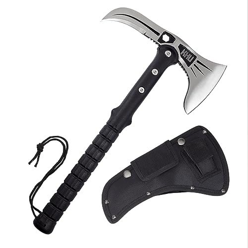 KHU Hacha Supervivencia Hacha leña Tomahawk Hacha Bushcraft Hacha de Camping - con Funda para Caza, Pesca, Camping, Outdoor, Supervivencia y Bushcraft