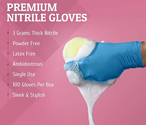 Nitrile-Powder-Free-Multi-Purpose-Gloves-Disposable-Extra-Strong-Box-of-100-Blue-M