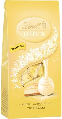 Lindt Schokolade | LINDOR Kugeln Cheesecake, 137g Beutel, Geschenk | ca. 10 Kugeln, Weiße Schokolade, Quark-Füllung, Gebäckstückchen, zum Teilen & Verschenken, zartschmelzend, Käse