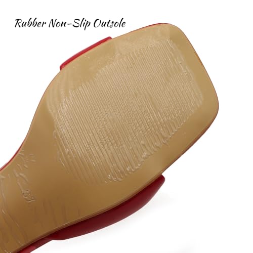 Women'S Leather One Strap Square Open Toe Kitten Heel Slide Sandals Sexy Slip-On Stiletto Mule Sandals Wedding Party Evening Prom Backless Dress Slipper Pump Shoes4