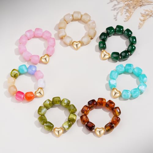 Turandoss Colorful Beaded Bracelet for Women, 14K Gold Plated Heart - image 7