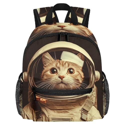 Sac à dos pour garçons et filles joli cartable décontracté chat de l'espace tout-petits 30 cm