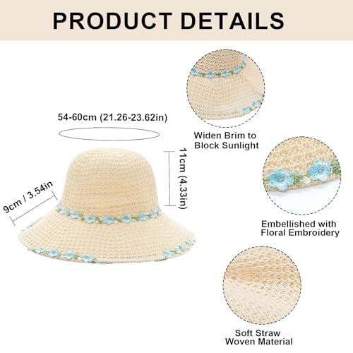 Sombrero de Paja YAMEIZE para Mujer con Ala Ancha miniatura 2