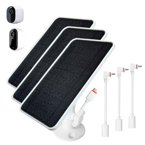 Image of JJMASEE Solar Panel Charger for Arlo Essential/XL Spotlight Cam and Essential 2K/2K XL (2nd Gen), with 13FT Weatherproof Long Cable and 360° Adjustable Aluminium Alloy Mount(3 Pack)