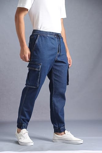 Image of INKD Men's Regular Fit Joggers - Mid -Rise | Cotton Blend | Stretchable Fabric| Elasticated Waistband | Jeans for Men (Available in Plus Sizes)