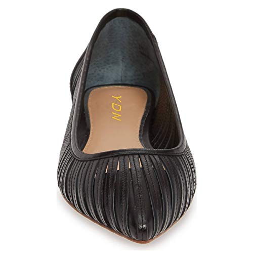 YDN Women Chic Pointed Toe Hollow Out Ballet Flats Caged Low Heel Slip On Comfy Pumps Shoes4