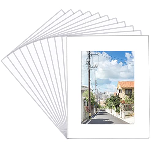Prudiut 15 Pack 8x10 White Picture Mats Frame Mattes for 5x7 Pictures Photo Frame Mat Core Bevel Cut Mat Board Show Kit for Photos Prints Artworks