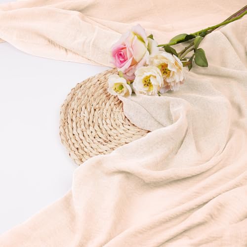 AUAUY Modern Gauze Rustic Table Runner Cheese Cloth Washable Washable Muslin Decorative Fabric Romantic Semi-Transparent Fabric Tablecloth for Boho Wedding Arbor Decoration Birthday Party 80 x 300 cm - Cosy Home Interiors AUAUY Modern Gauze Rustic Table Runner Cheese Cloth Washable Washable Muslin Decorative Fabric Romantic Semi-Transparent Fabric Tablecloth for Boho Wedding Arbor Decoration Birthday Party 80 x 300 cm - Image 5