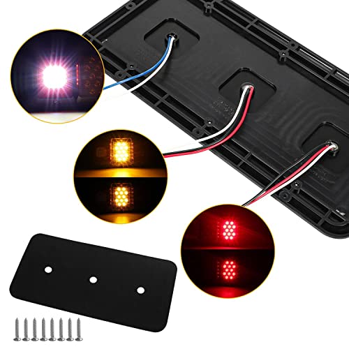 Partsam 2X Led Triple Tail Lights 45 Leds Rectangle Vertical Horizontal Mount Led Trailer Truck Camper Rv Stop Turn Tail Lights Backup Reverse Taillights W Gasket Black Base Amber/Red/Clear Lens 12V #TOP5