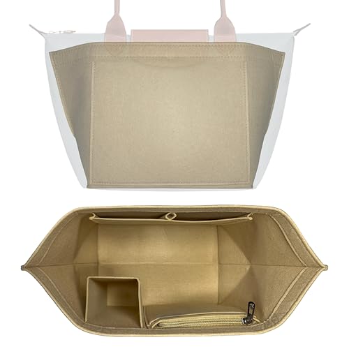 HomeGadget Organizador de Bolsos para Longchamp Talla M - Organizer Le Pliage para Bolsa Shopper de Mujer - Bag Interior in Beige