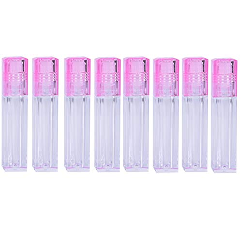 RONRONS 8 Pack Empty Refillable Plastic Roll On Bottles with Pink Cap,Aromatherapy Perfumes Essential Oils Lip Gloss Vials (6.5ml/0.2oz)