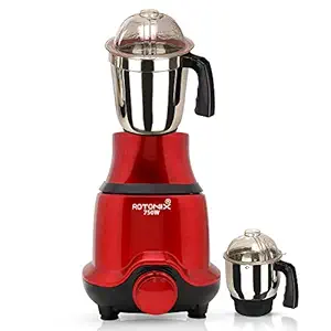 Rotomix BUTRSA21 750-Watt Mixer Grinder with 2 Jars (1 Wet Jar and 1 Chutney Jar) - Red